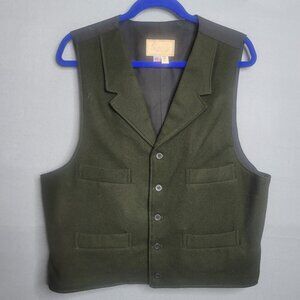 Scully Western Mens L Cowboy Vest Black Wool Cotton Lined USA